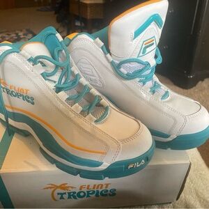 Fila Flint Tropics High-Top Sneakers - White, Teal, Orange